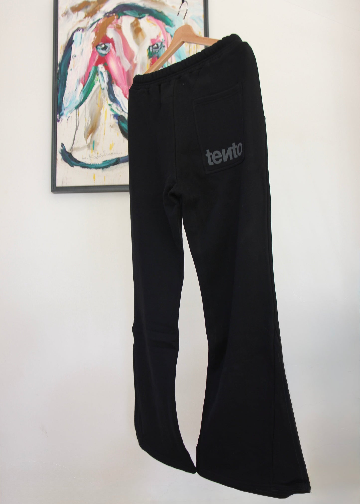 Flare fit black tento sweatpants