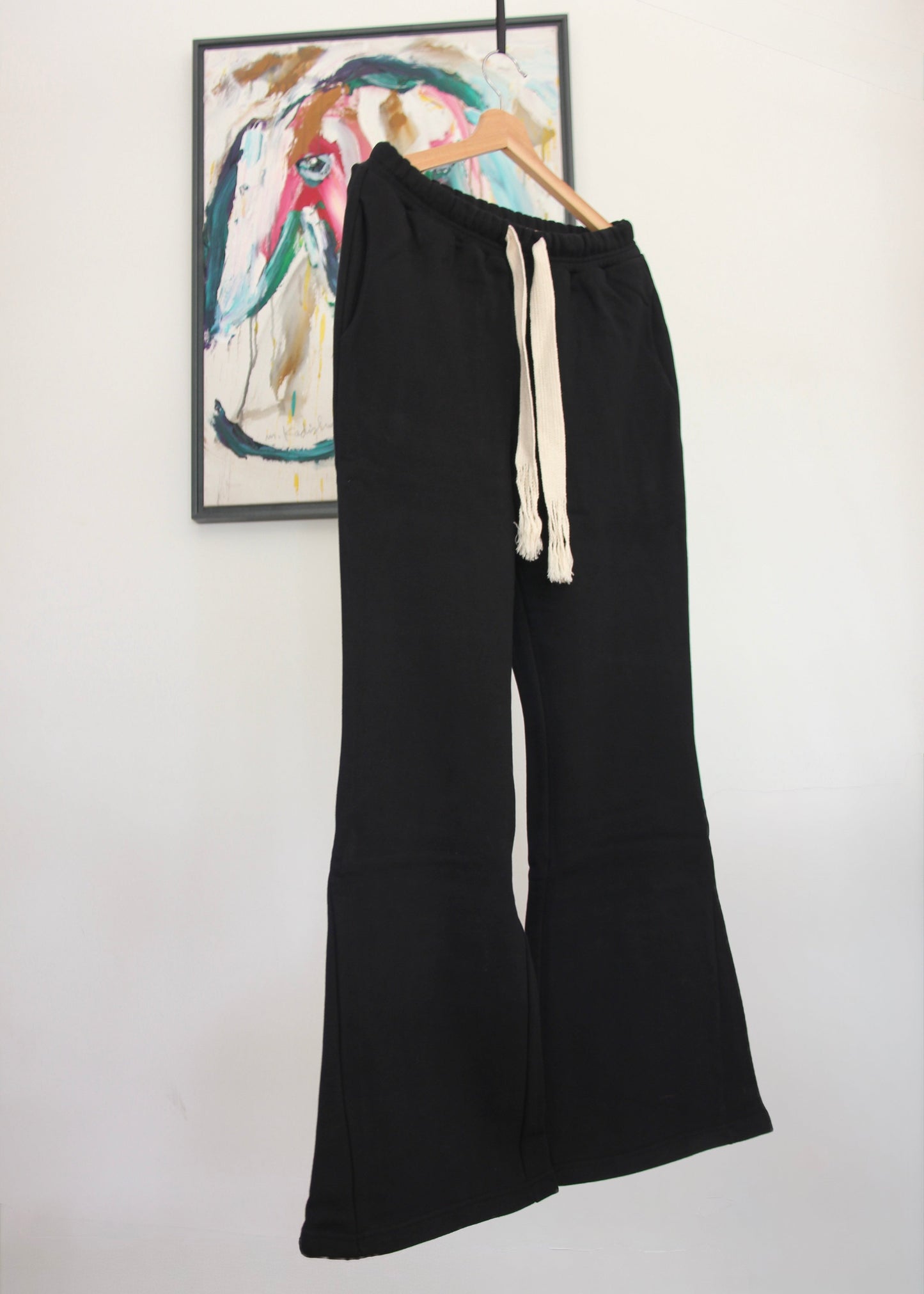Flare fit black tento sweatpants